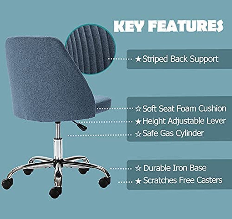 Modern Blue Rolling Desk Chair for Home Office