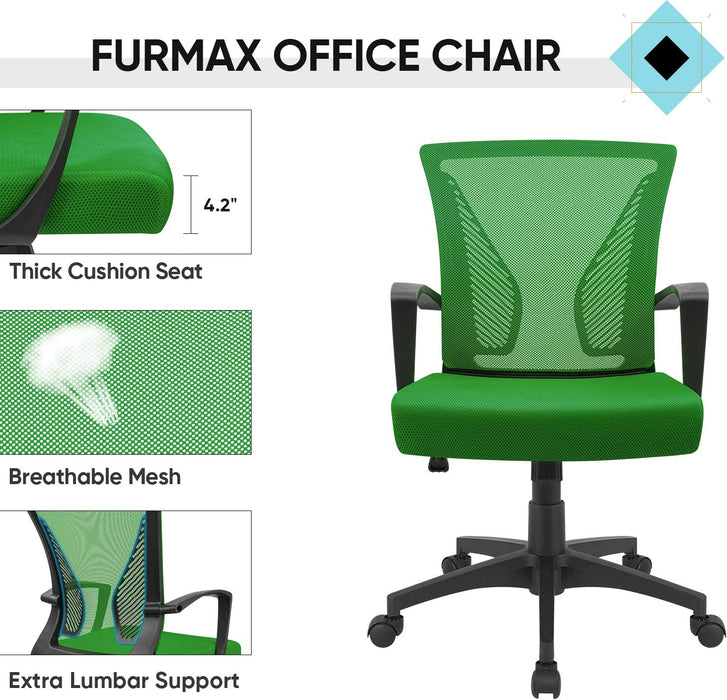 Ergonomic Green Mesh Office Chair with Armrests