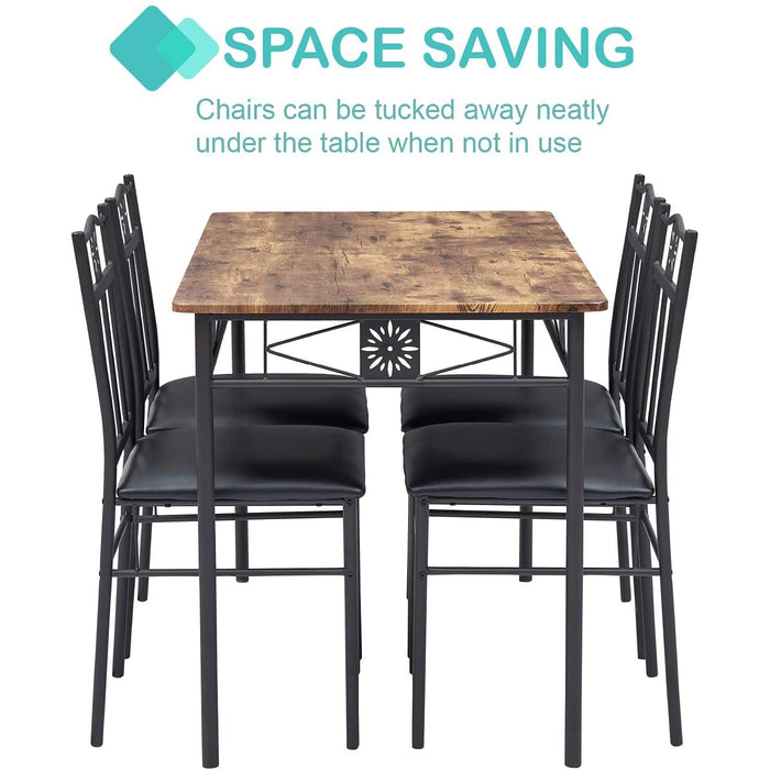 Kitchen Dining Room Table Sets for 4, Retro-Brown