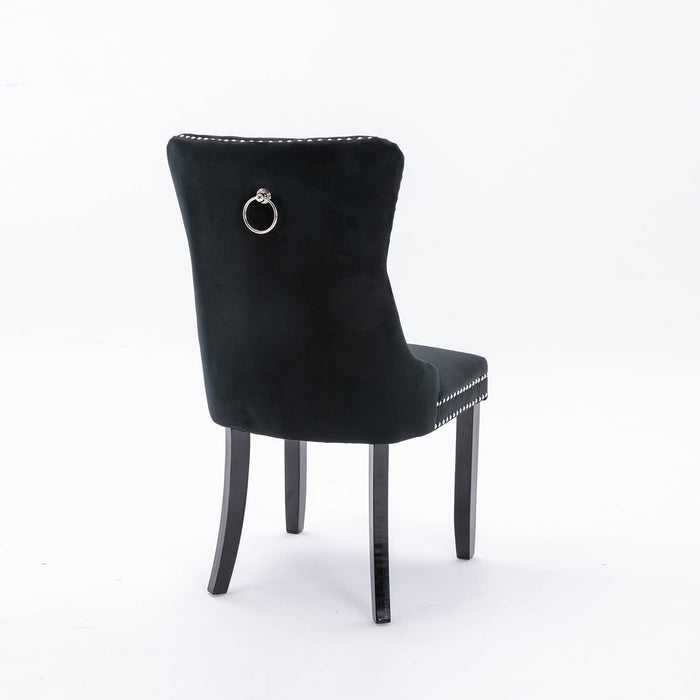 Black Velvet Tufted Dining Chairs Set of 6