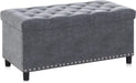 Button-Tufted Ottoman with Storage - Grey