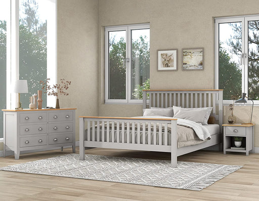 3-Piece Farmhouse Bedroom Set, Gray+Oak