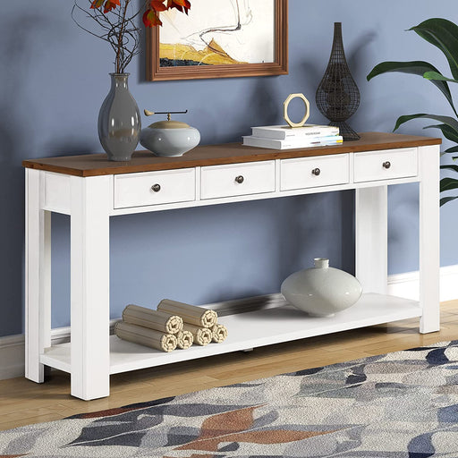 Easy Assembly Console Table with Drawers and Shelf