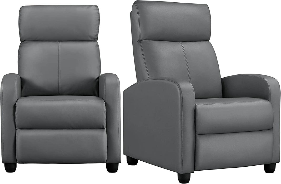 Padded Seat Recliner Chair Set of 2, Grey