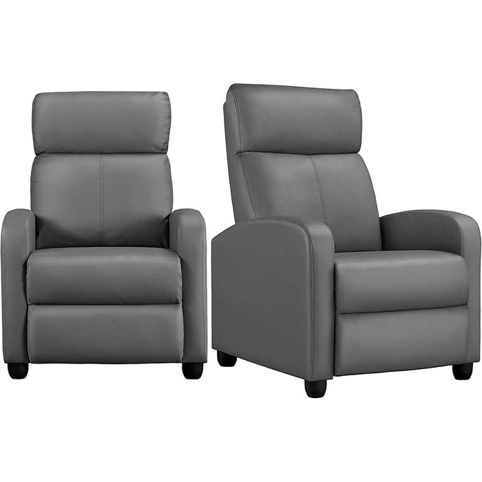 Padded Seat Recliner Chair Set of 2, Grey