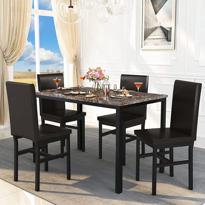 Faux Marble Dining Set, Small Spaces Kitchen, Black