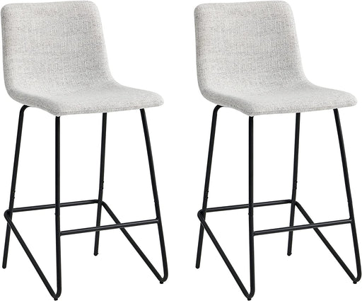 White Upholstered Barstools W/ Back, Set of 2