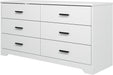 White Wooden 6-Drawer Bedroom Dresser