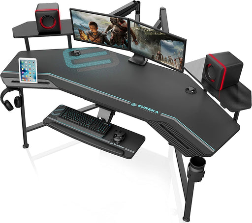 72″ Gaming Desk with LED Lights and Accessories