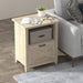 Beige Wood Nightstand with Storage Drawer and Cubby