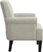 Comfortable Cream Armchair with Wooden Legs and High Back