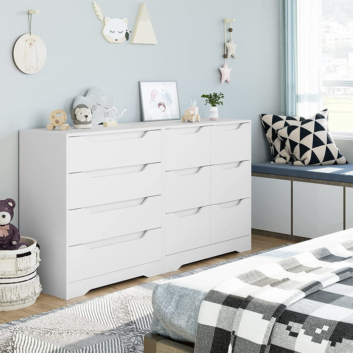 White Modern Chest of Drawers with 4 Storage Drawers