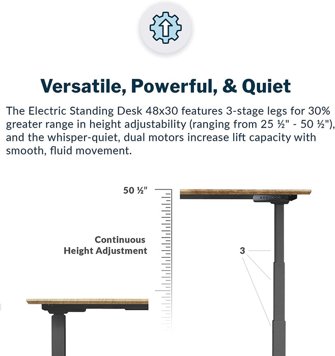 48″ X 30″ Electric Height Adjustable Standing Desk