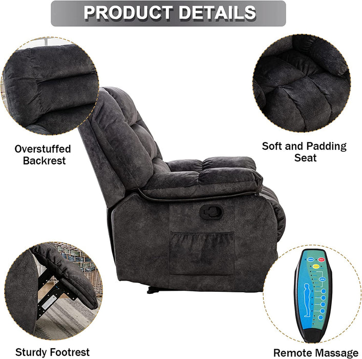 Overstuffed Massage Recliner Chairs with Heat and Vibration