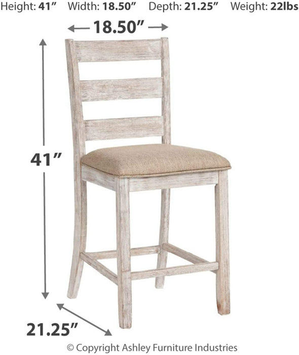 Upholstered Counter Height Barstool, Antique White, Set of 2
