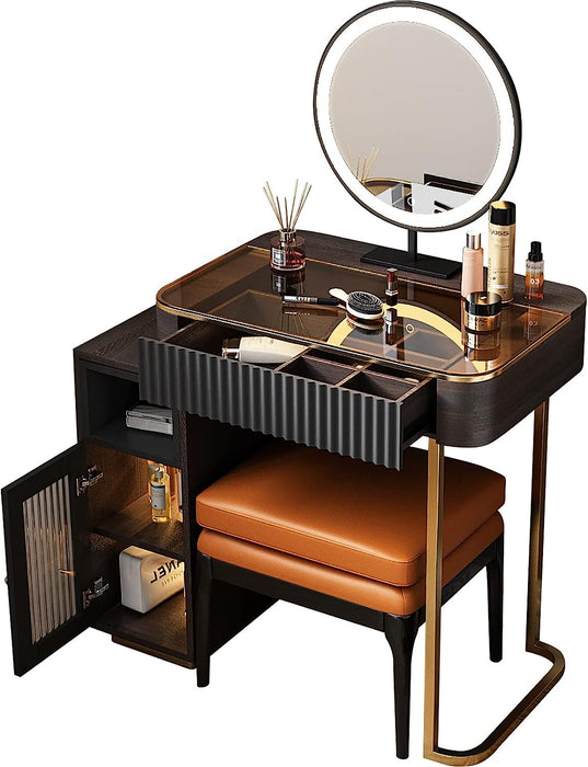 Gold Vanity Set with LED Lighted Mirror