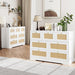 Rattan 7-Drawer Dresser in White