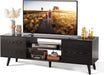 Rustic Black TV Console with Storage Cabinets