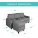 Compact Gray Linen Sectional Sofa with Chaise Lounge
