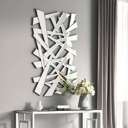 Large Modern Art Wall Mirror - Irregular Beveled Rectangular Mirror Decor for Hotel,Living Room,Dining Room,Silver(W30.7 X H46.5)