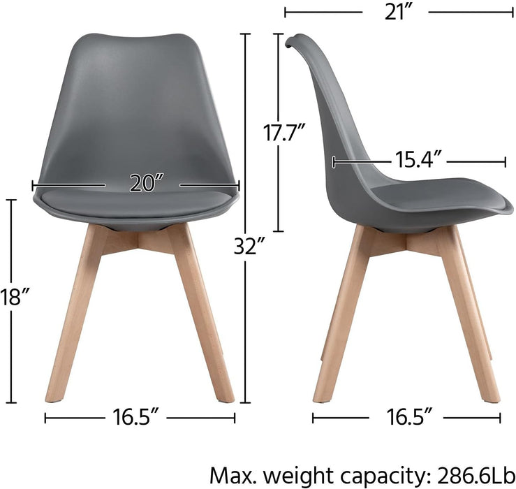 Set of 4 Dark Gray DSW Accent Shell Chairs, Beech Wood Legs, Mid Century Modern Eiffel Inspired