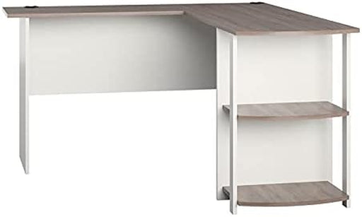 White/Sonoma Oak L-Shaped Desk with Bookshelves