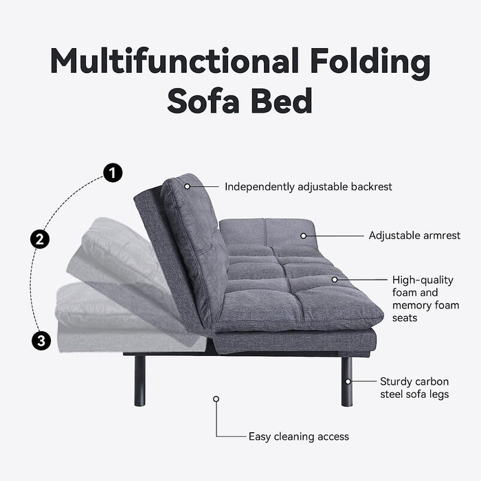 Memory Foam Twin Futon Sofa Bed with Frame