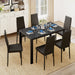 Glass Dining Table Sets for 6, 7 Piece Kitchen Table and Chairs Set