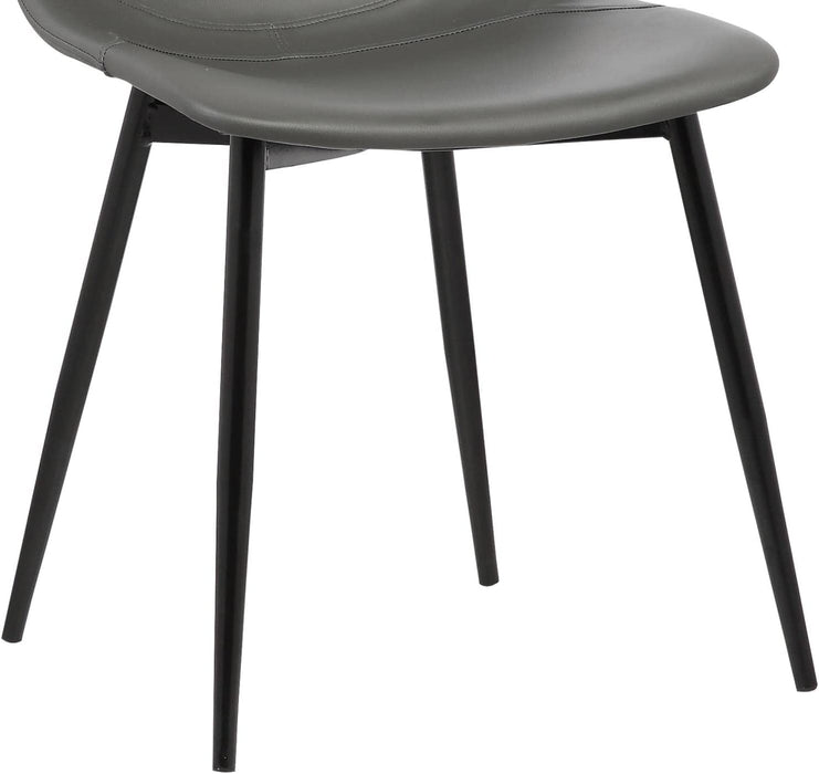 Monte Contemporary Dining Chair, Faux Leather, Black Powder Coated Metal Legs, Gray