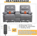 Reclining Sofa, Double Reclining Loveseat with Console, 2 Seater Sofa Home Theater Seating, Fabric Recliner Sofa Couches with Storage and Cup Holders (Gray)