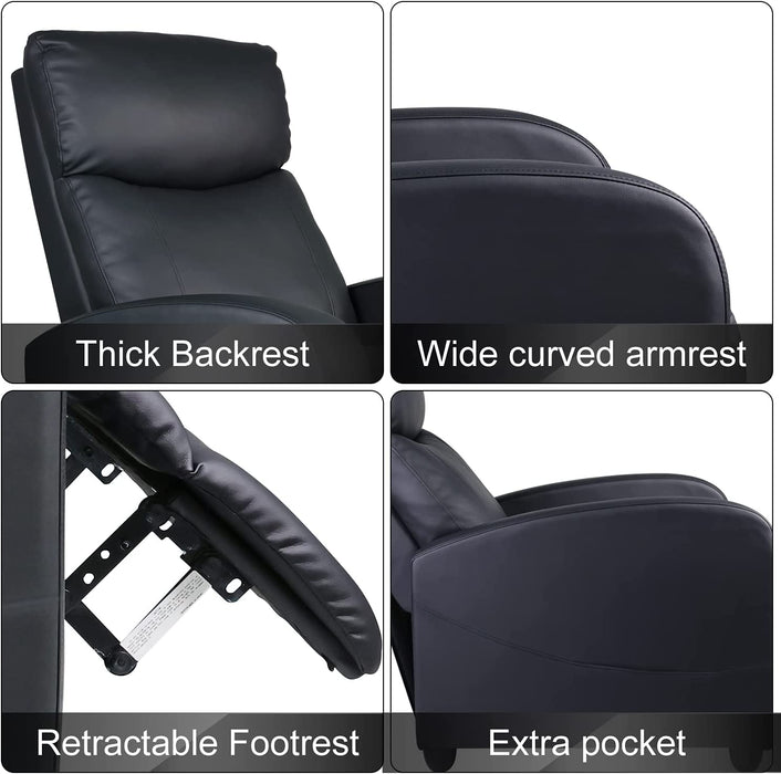 Black PU Leather Reading Reclining Chair