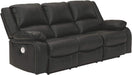 Signature Design by Ashley Calderwell Faux Leather Manual Double Reclining Loveseat with Storage Console, Black