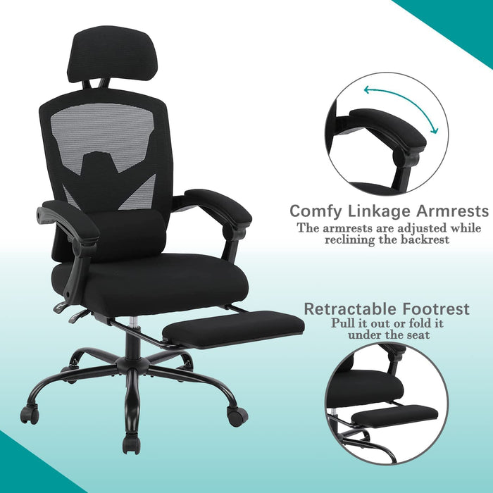 Ergonomic Reclining Mesh Office Chair with Accessories