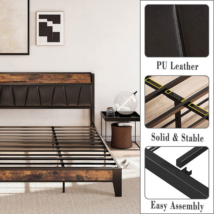 King Storage Bed Frame with Charging Station