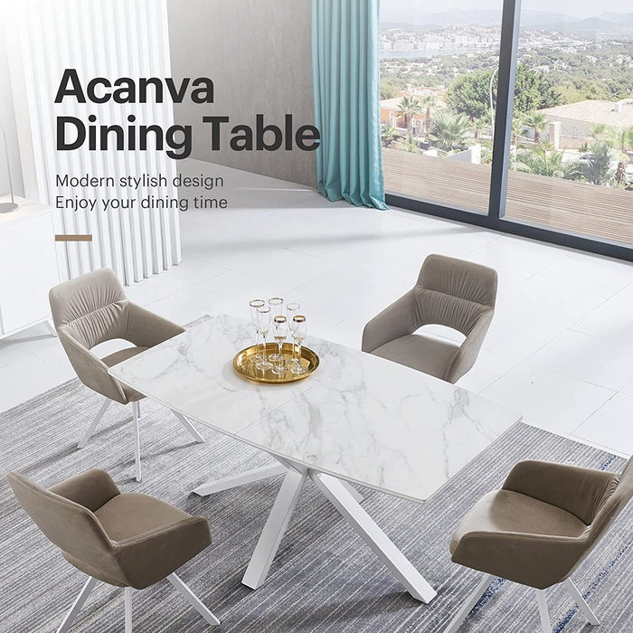 White Carbon Steel Expandable Dining Table