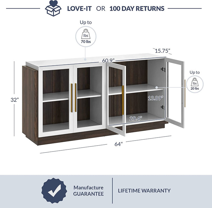 Brixston Modern Wood Glass-Buffet Cabinet