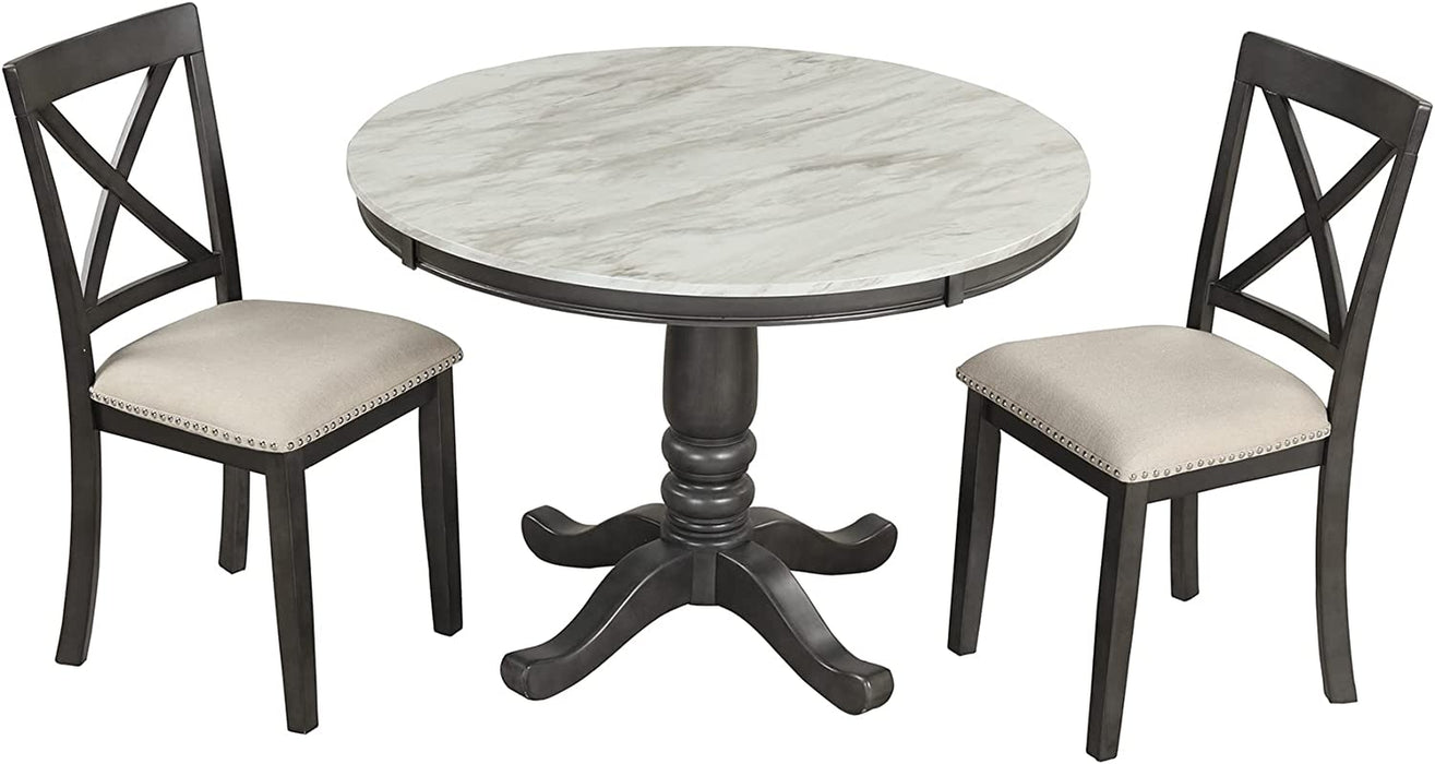 Wood 5-Piece round Dining Table Set with Cushioned Chairs