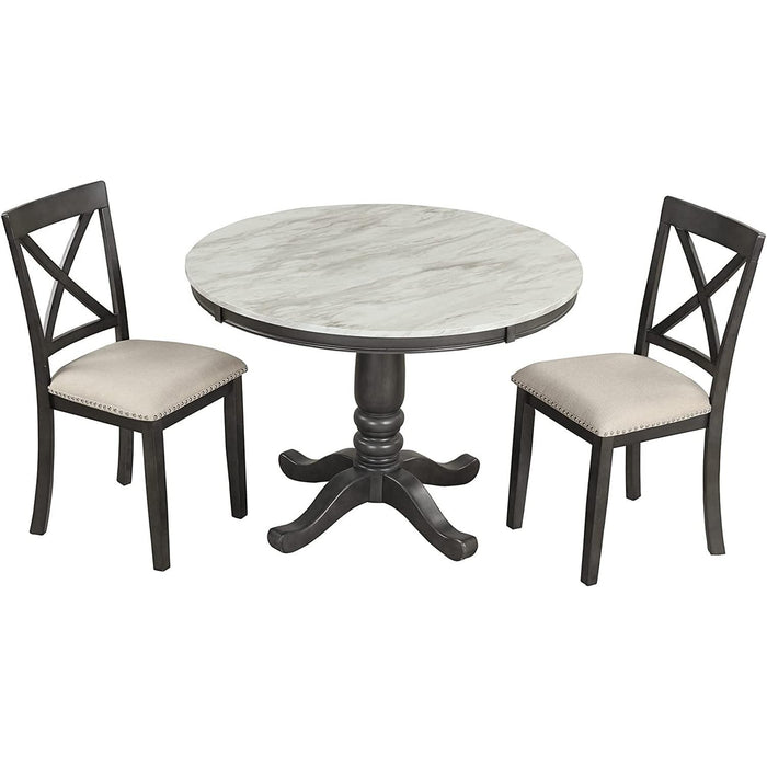 Wood 5-Piece round Dining Table Set with Cushioned Chairs