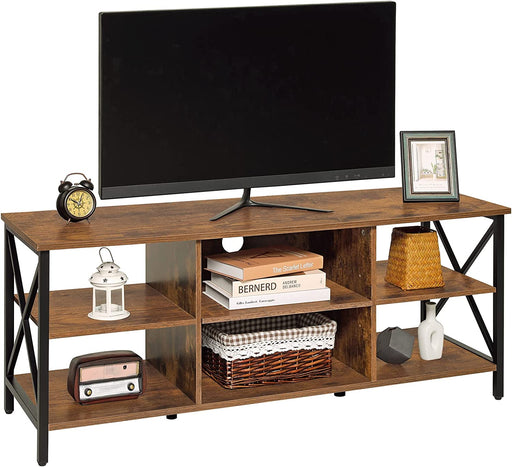 Rustic TV Stand with 6 Shelves for 55″ TV
