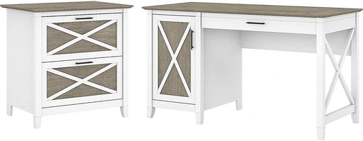 Key West Computer Desk with File Cabinet, 54W, Pure White