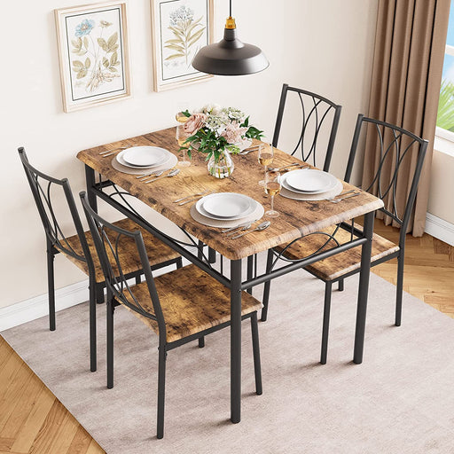 Rustic Brown 5-Piece Dining Table Set