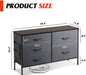 Wide 5-Drawer Dresser with Drawer Organizers, Dark Grey