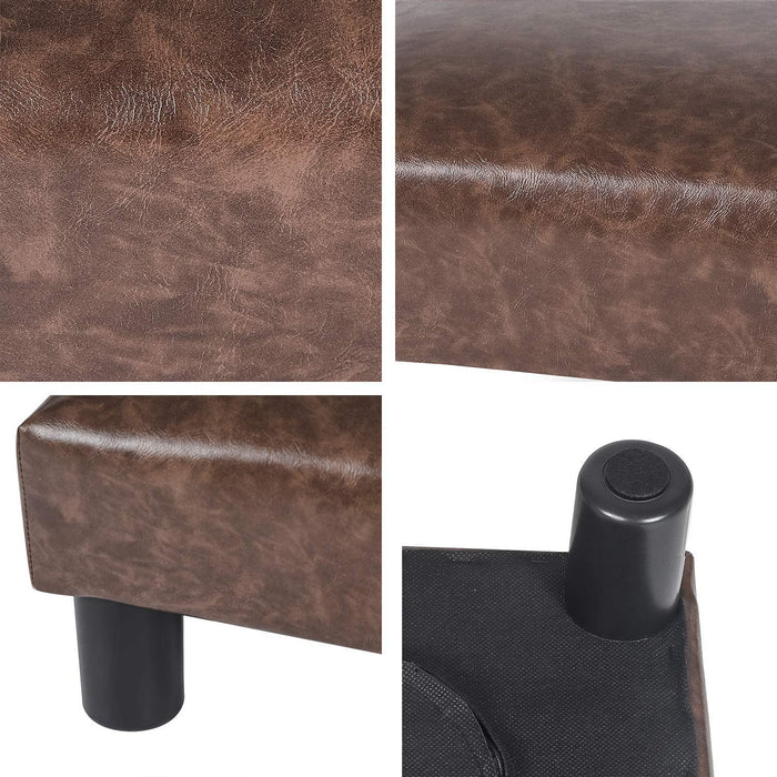 Small Brown Ottoman Footrest Stool in PU Leather