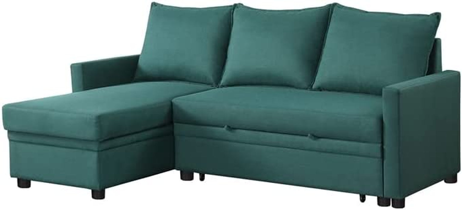 Green Reversible Sleeper Sectional Sofa - 77.7″