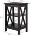 Black Nightstands with 3-Layer Storage Shelf, Set of 2