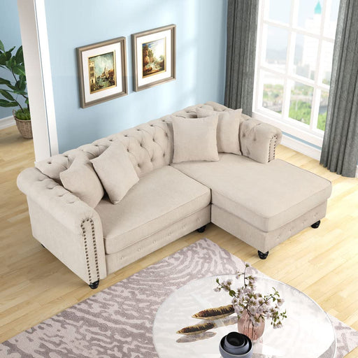 Polyester Chesterfield L-Shaped Sectional