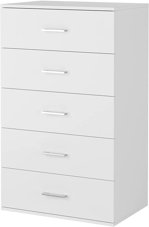 White Metal Handle 5-Drawer Chest