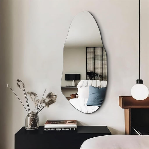 Irregular Mirror for Wall,Bathroom Mirrors for Vanity Entryway Living Room,Asymmetrical Body Mirror Frameless Mirror(32''X15'')