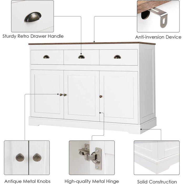 Farmhouse Buffet Cabinet, Wine Storage, Adjustable Shelves