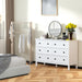 Modern White 6-Drawer Dresser with Metal Handles